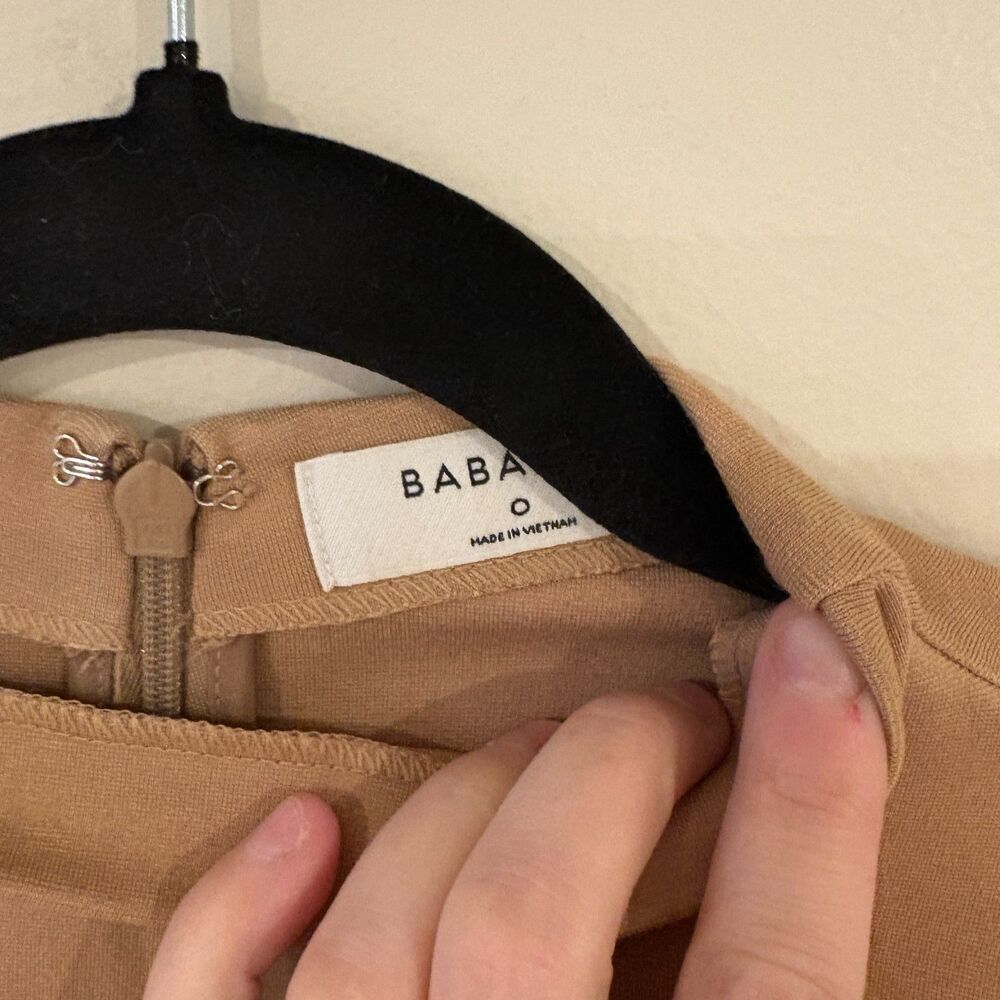 Aritzia Babaton Mock Neck Fitted Sheath Dress Tan 0 - Picture 6 of 6